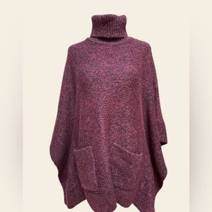 Michael Kors Burgundy Turtleneck Sweater Poncho